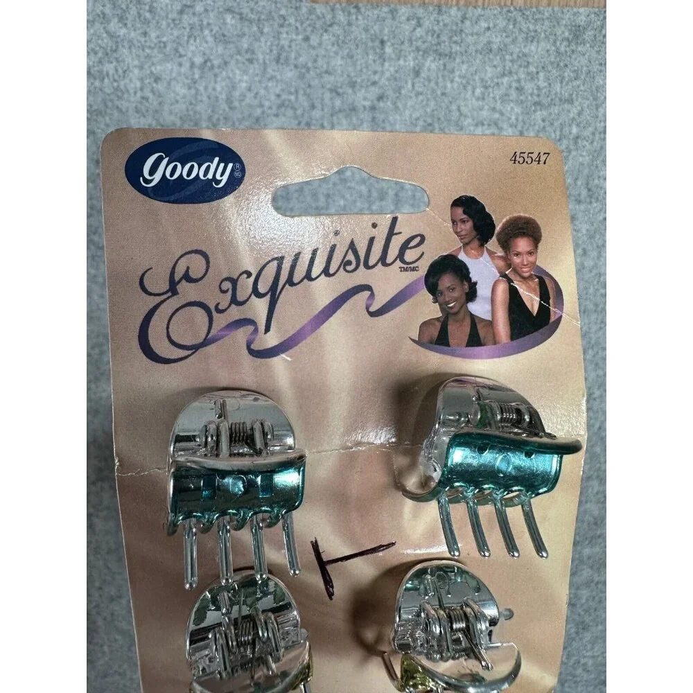 Vintage 1999 Goody Small‎ Claw Hair Clips Exquisite Blue Pink Gold Y2K New